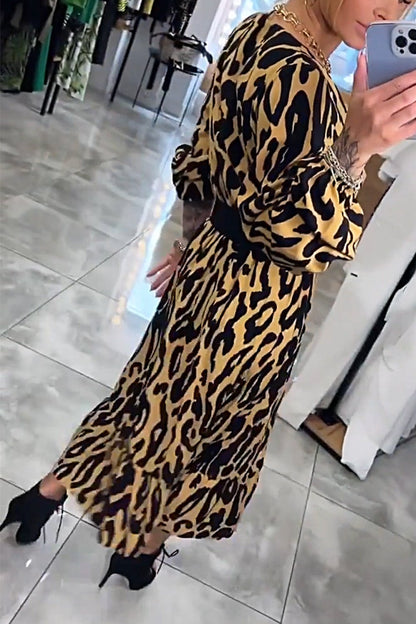 Women's V-neck Leopard Print Dress