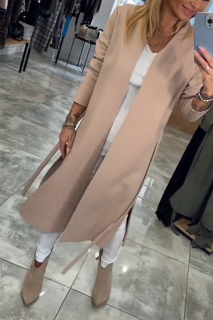 Women's Casual V-neck Long Sleeve Coat apricot