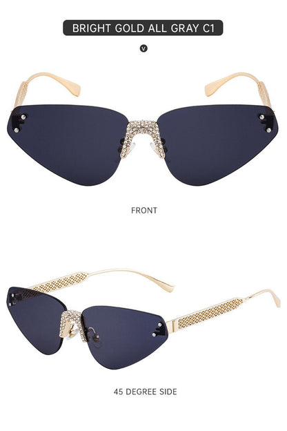 Women's Fashionable Frameless Sunglasses with Diamonds