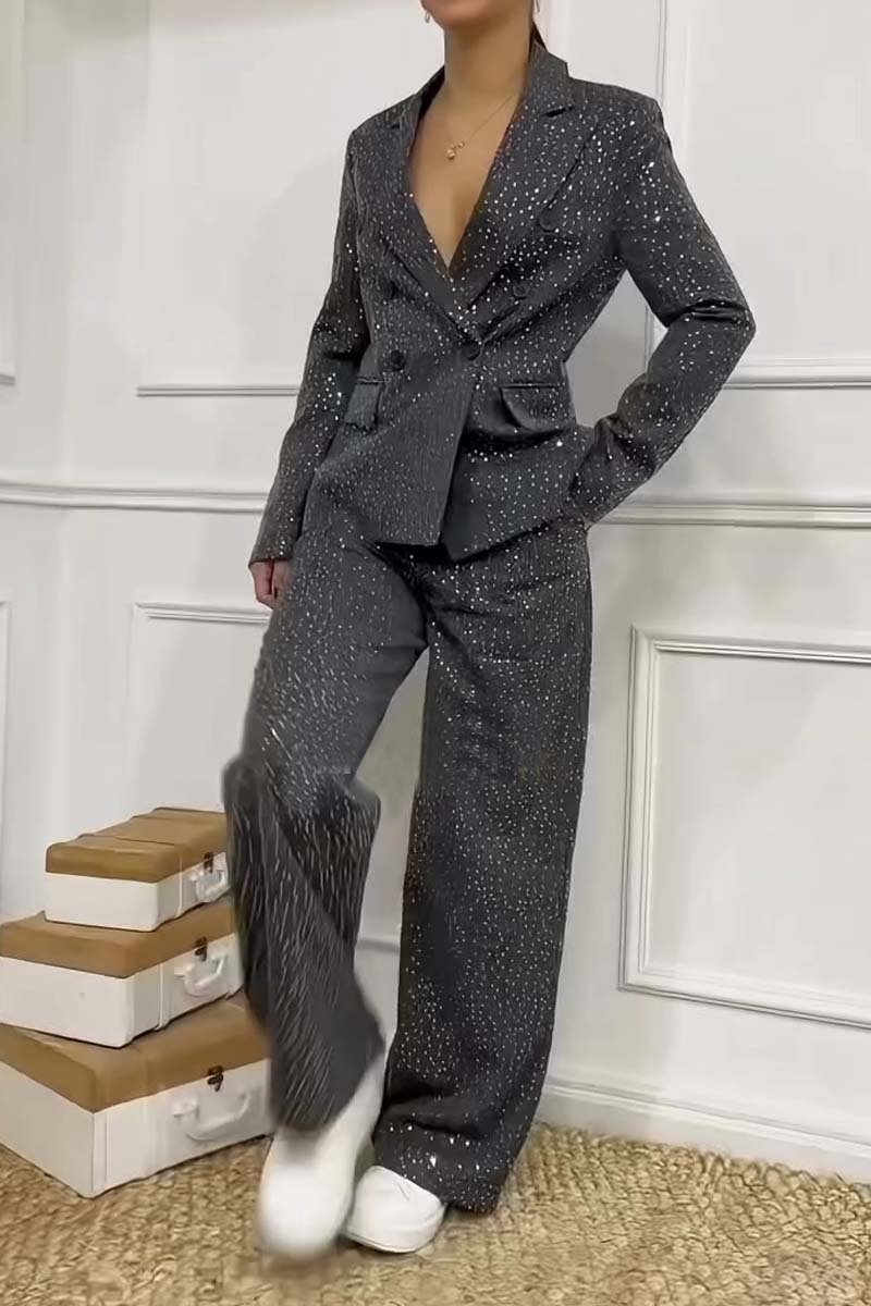 Women's Stylish Sequin Blazer and Pants Set