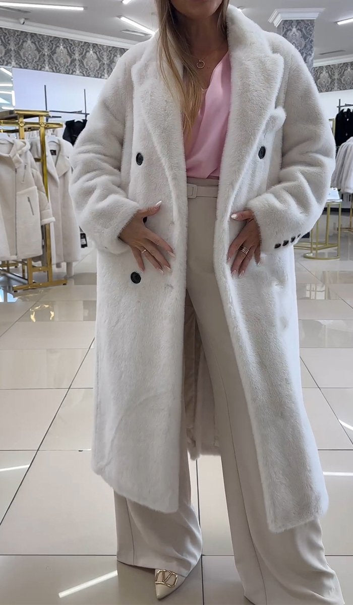 Women's Casual Lapel Long Wool Coat