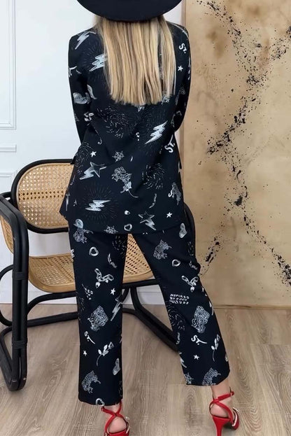 Women's Fashion Printed Suit Two Piece Set