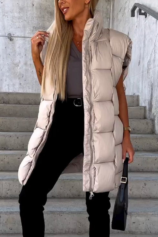 Women's Casual Solid Vest Jacket apricot