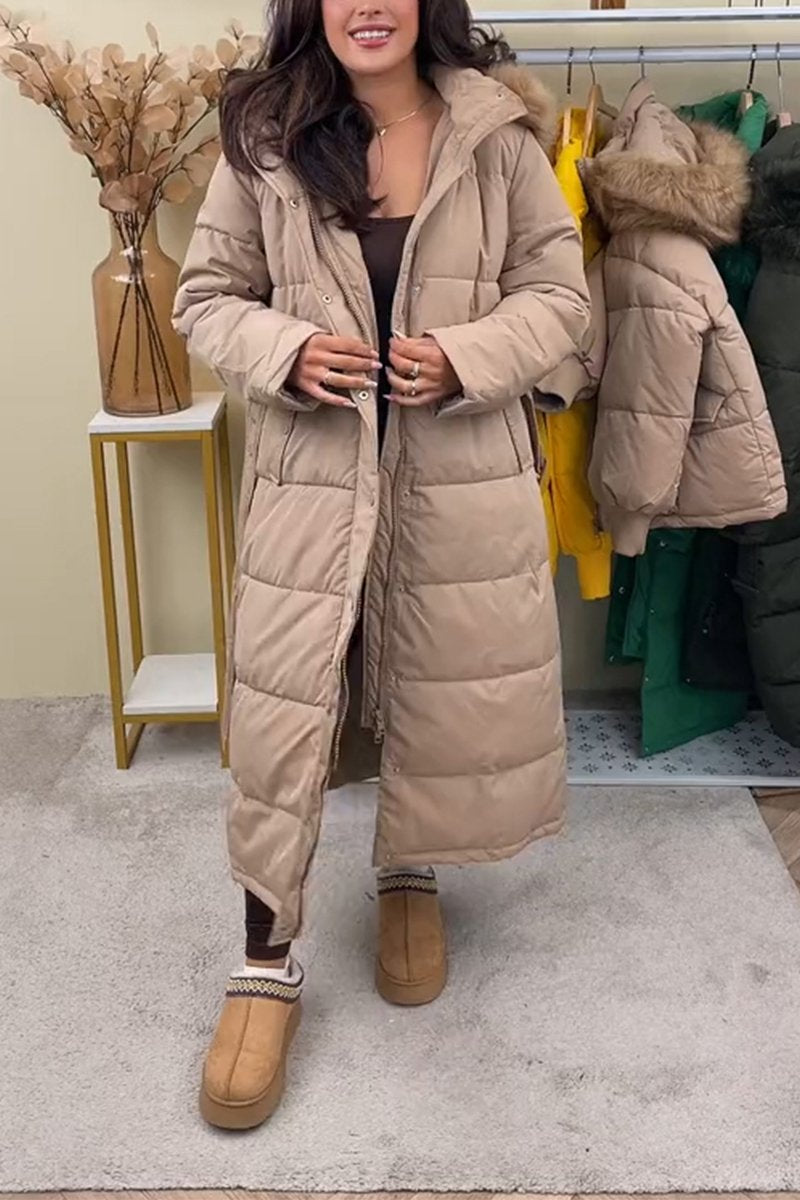 Women's Casual Hooded Long Thick Coat apricot