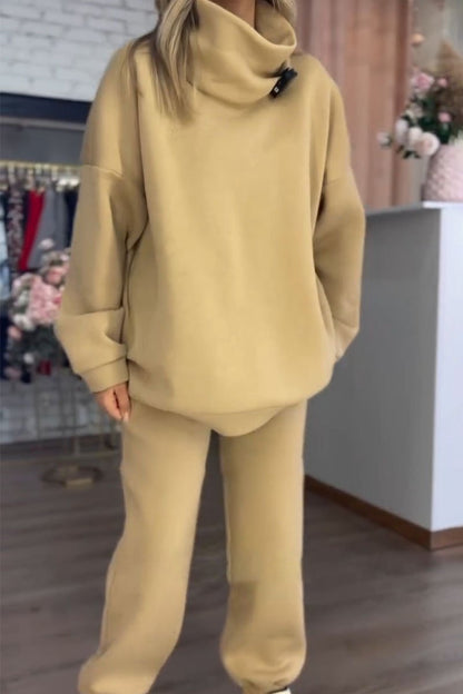 Women's Turtleneck Long Sleeve Sweatshirt Two Piece Set