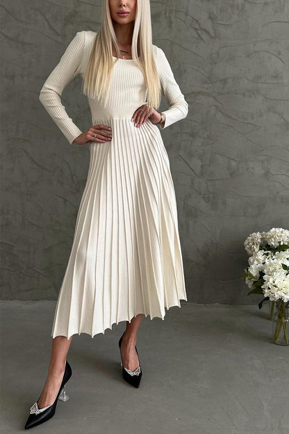 Women's Casual Round-neck Long-sleeved Dress beige