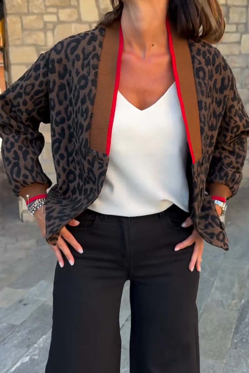 Women's Leopard Print Contrast Web Jacket