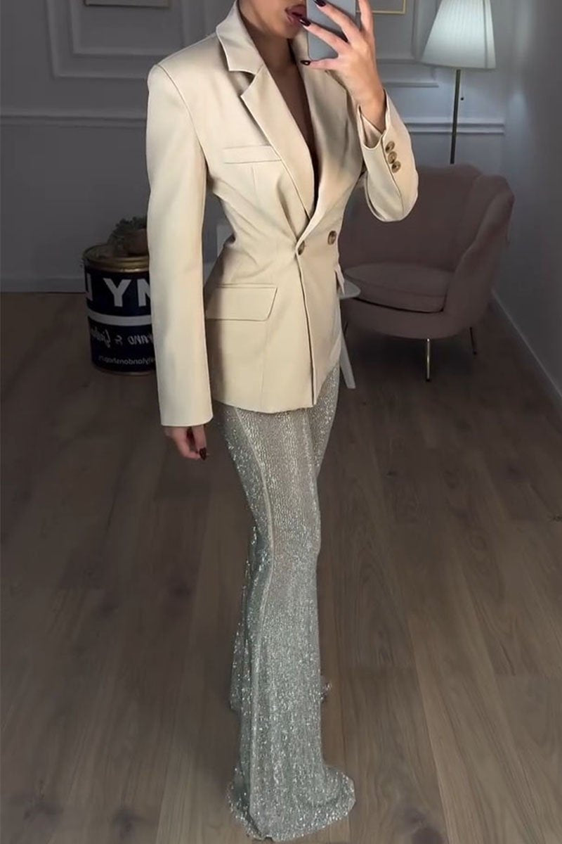 Women's Sequin Trousers with Blazer Two-piece Set