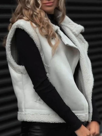 Women's Lapel Plush Vest