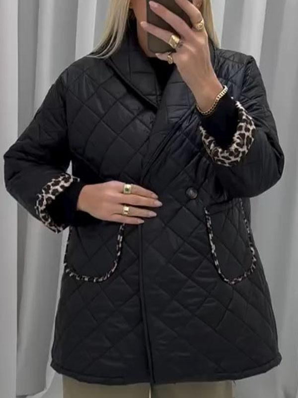 Women's Leopard Print Patchwork Cotton Coat