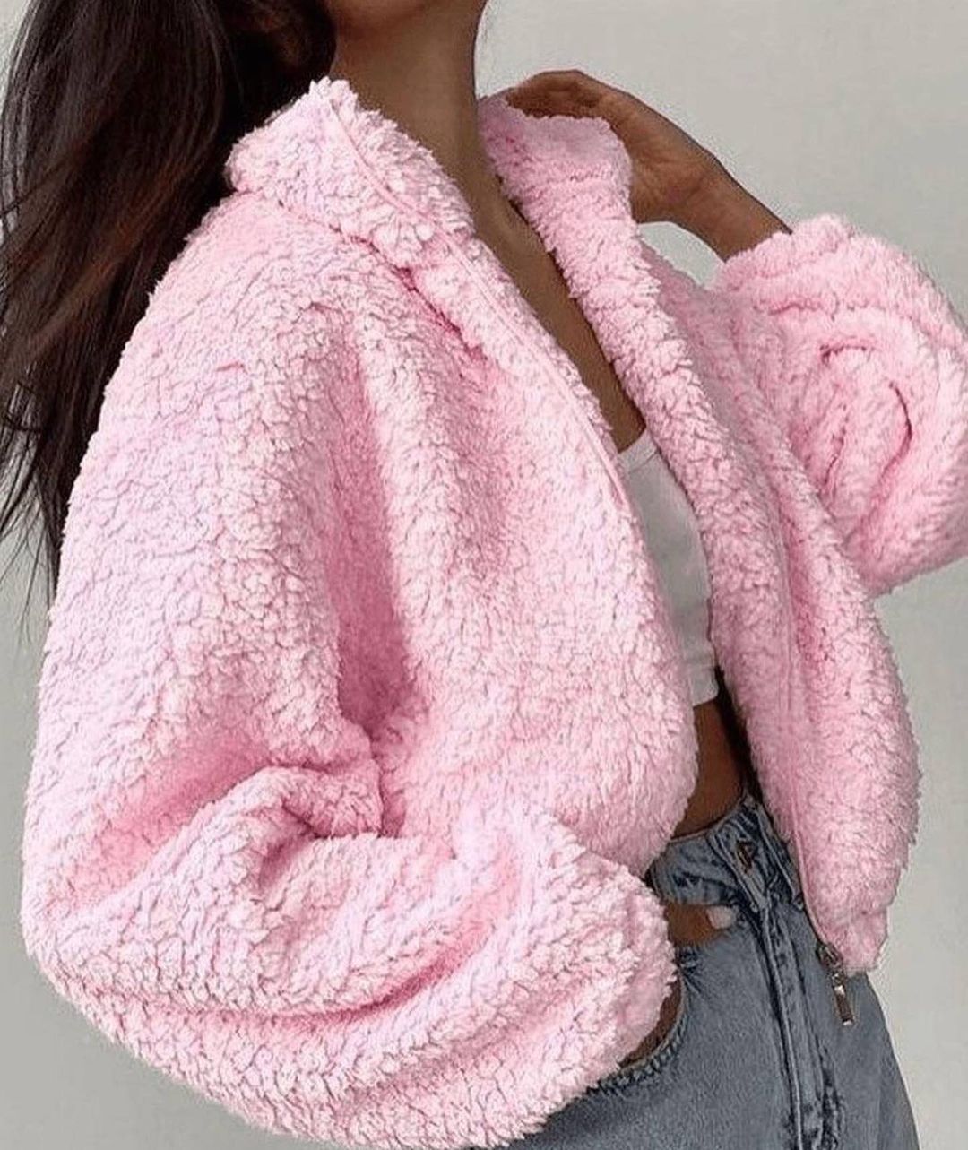 Women's Solid Color Fur Coat Top