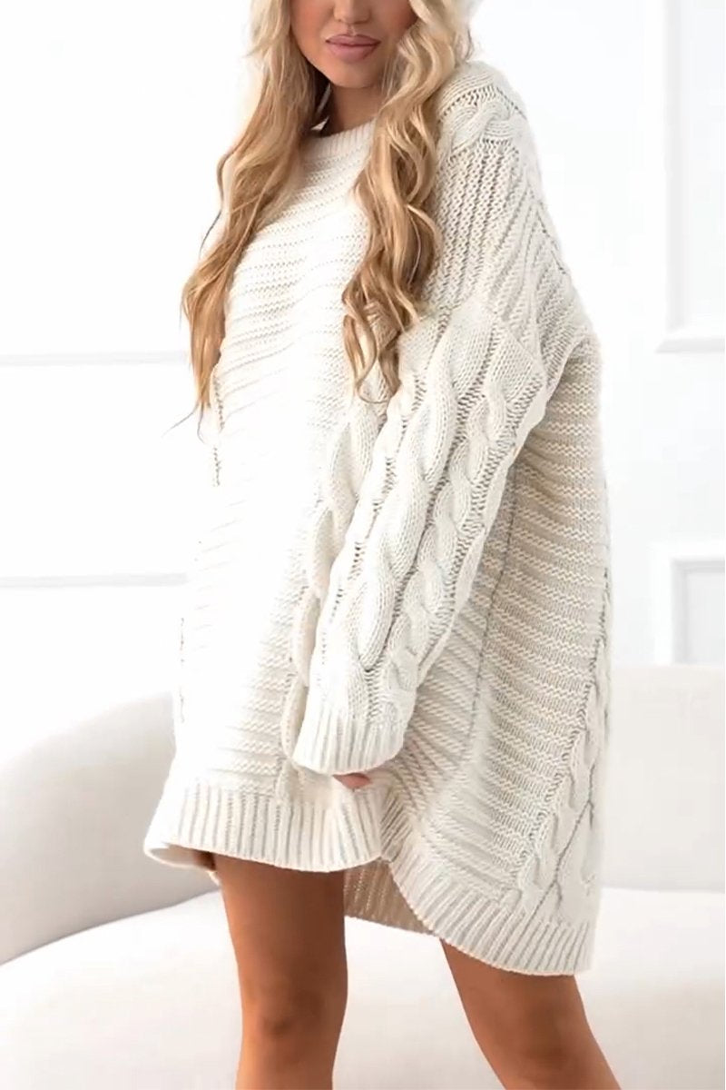 Women's Casual Round-neck Long-sleeved Knitted Sweater