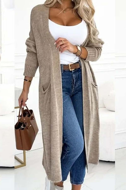 Women's casual loose knitted cardigan Khaki