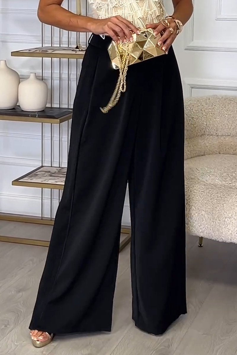 Women's Spring and Fall Solid Color Loose Casual Wide-leg Pants