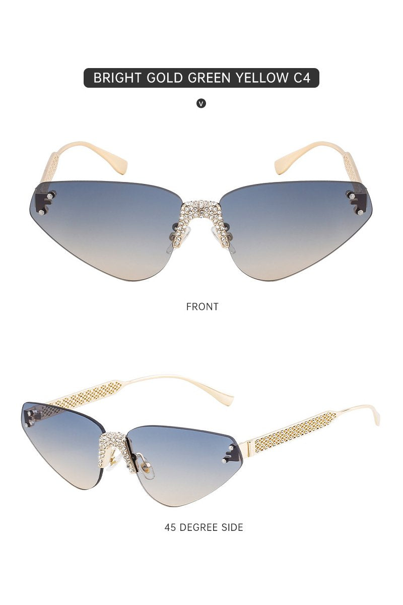 Women's Fashionable Frameless Sunglasses with Diamonds C4 144mm