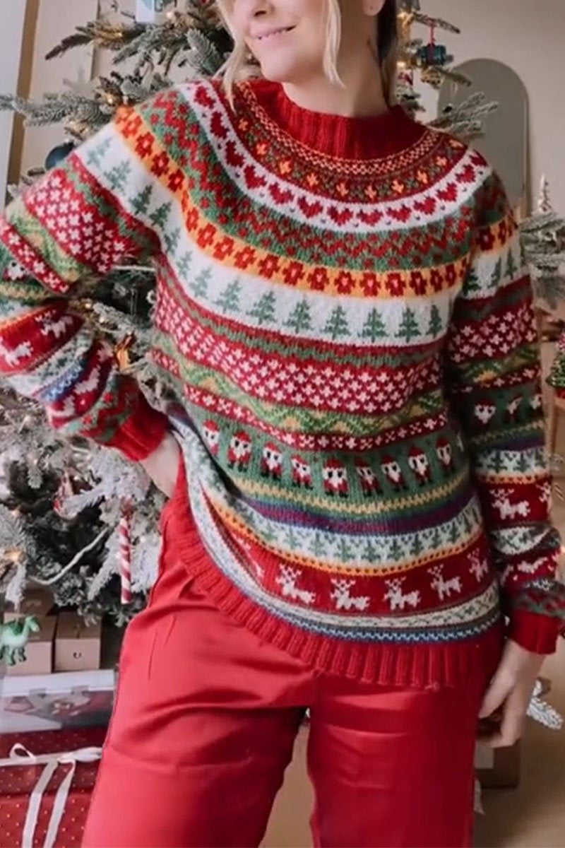 Christmas Long Sleeve Casual Sweater red