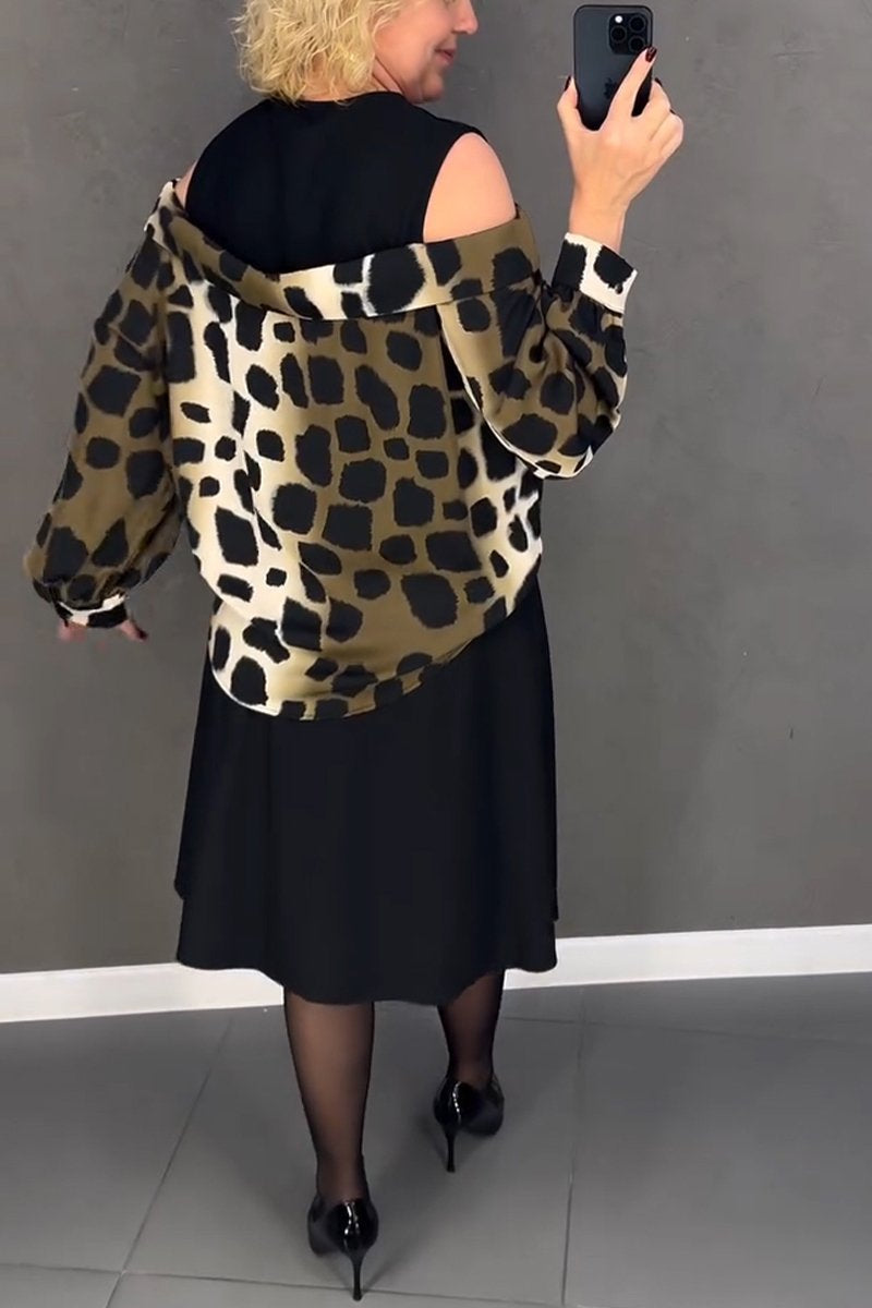 Women's Casual Round Neck Leopard Printed Dress