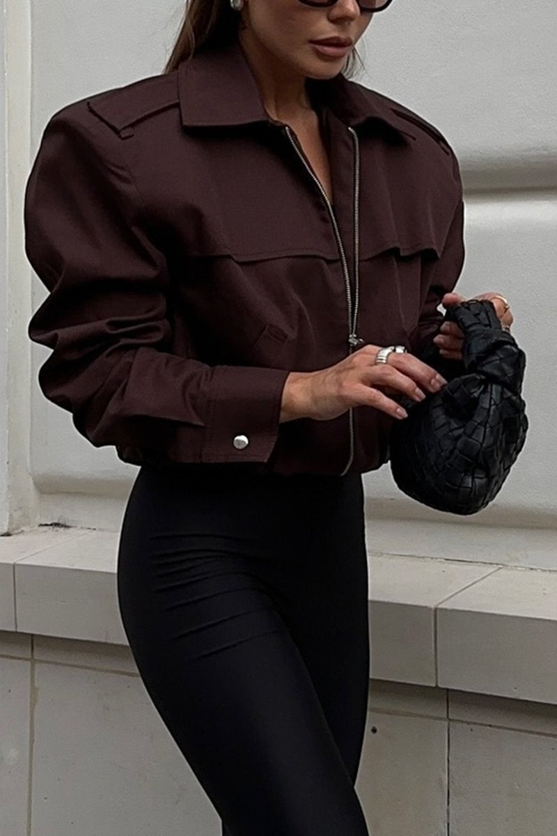 Women's Casual Lapel Zipper Jacket