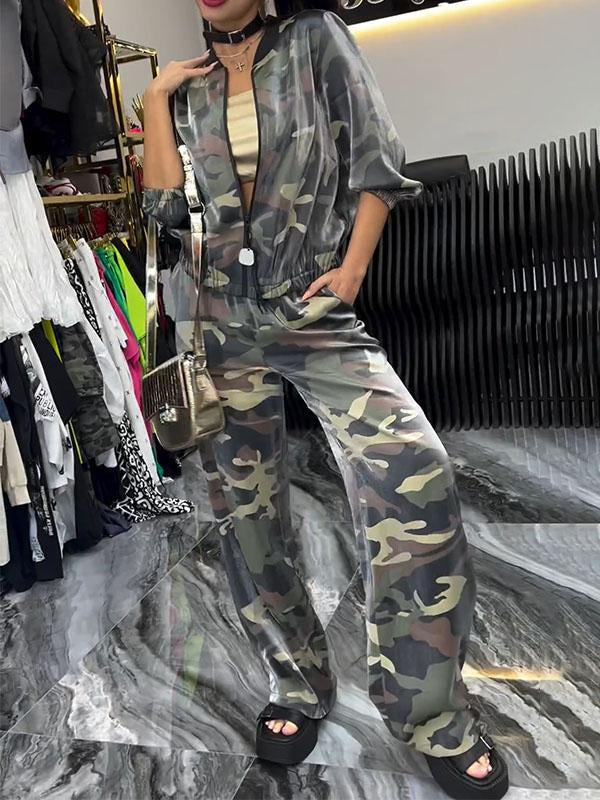 Women's Camouflage Pattern Casual Two-piece Set