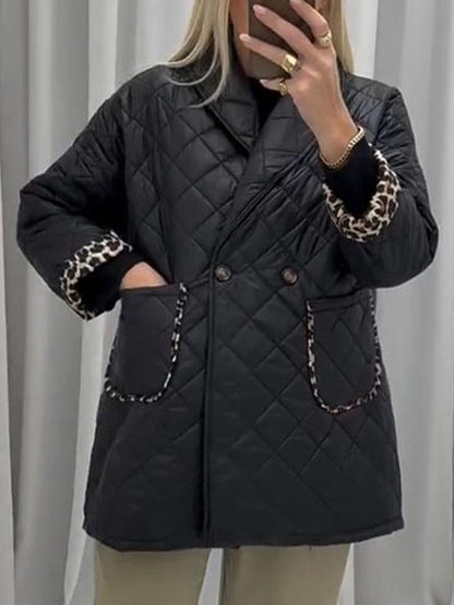 Women's Leopard Print Patchwork Cotton Coat