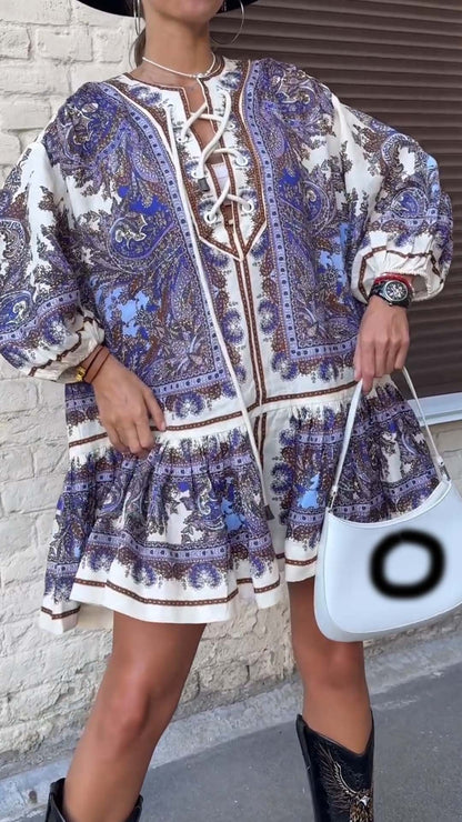 Women's Casual Floral print long sleeve dress