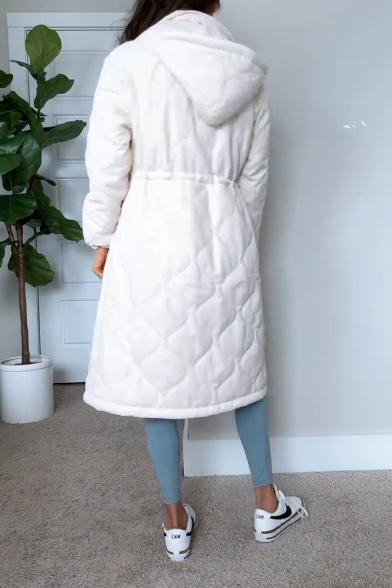 Women's Casual Hooded Single-breasted Long Cotton Coat