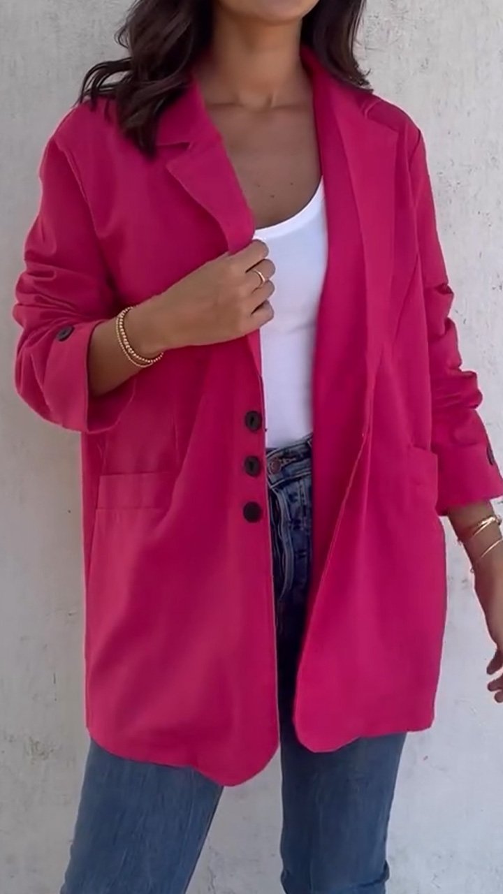 Women's Pink Cardigan Breasted Casual Top Coat