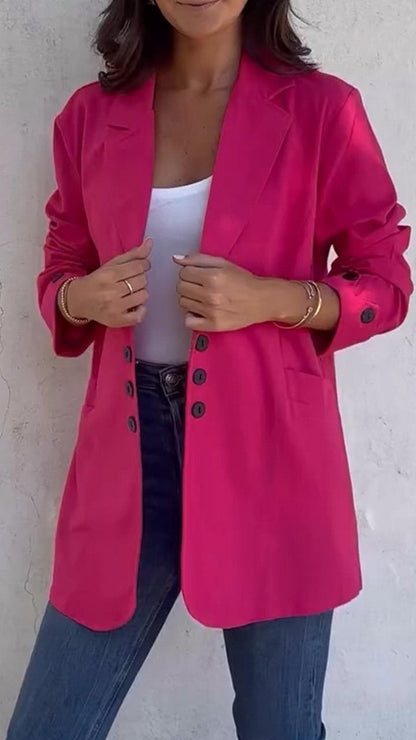 Women's Pink Cardigan Breasted Casual Top Coat pink