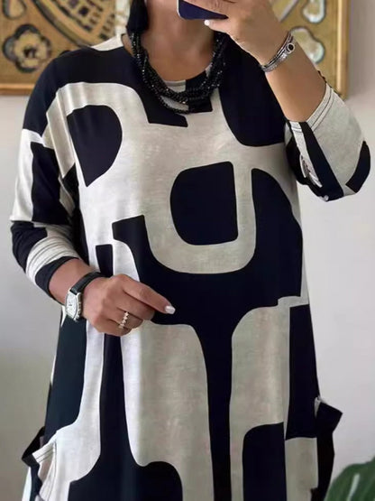 Women's Casual Printed Long Sleeve Dress