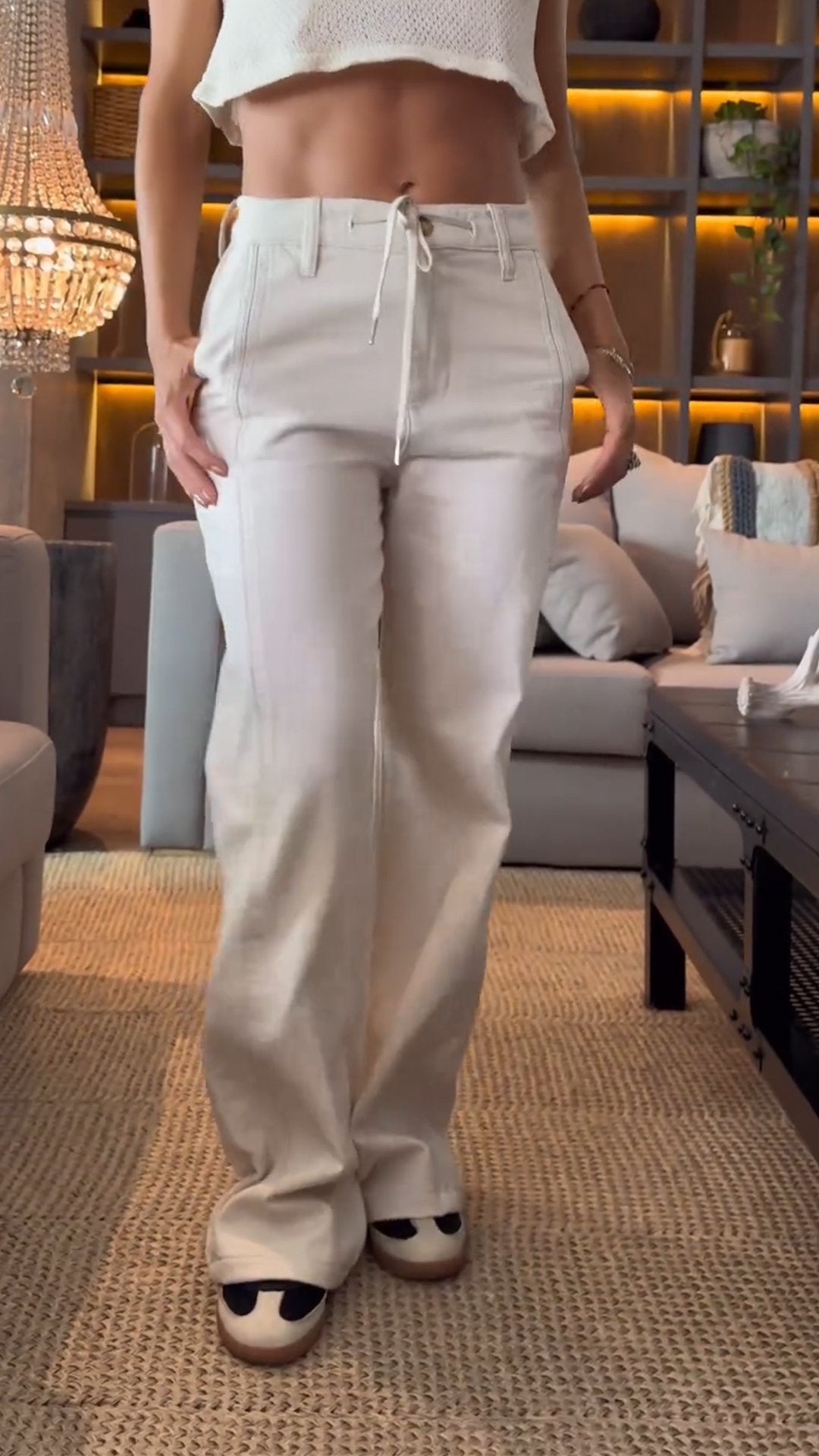 Solid Color Pants for Women white