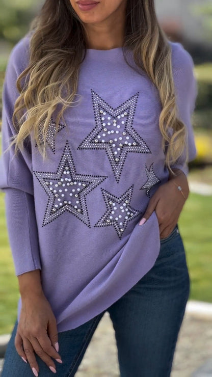 Women's Casual Knitted Pullover Top purple