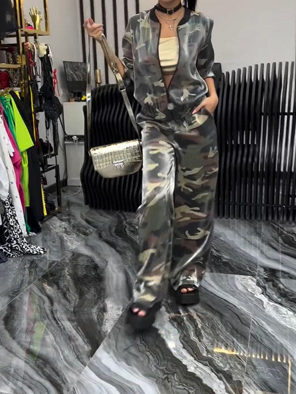 Women's Camouflage Pattern Casual Two-piece Set