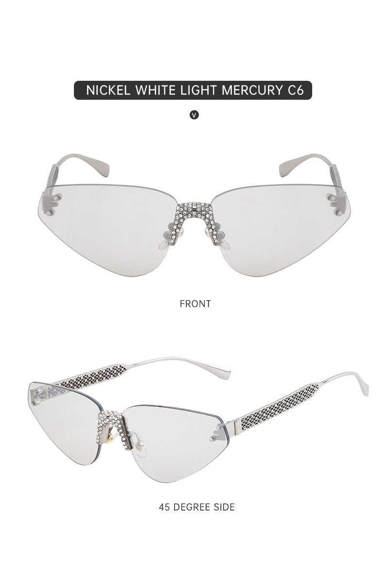 Women's Fashionable Frameless Sunglasses with Diamonds C6 144mm