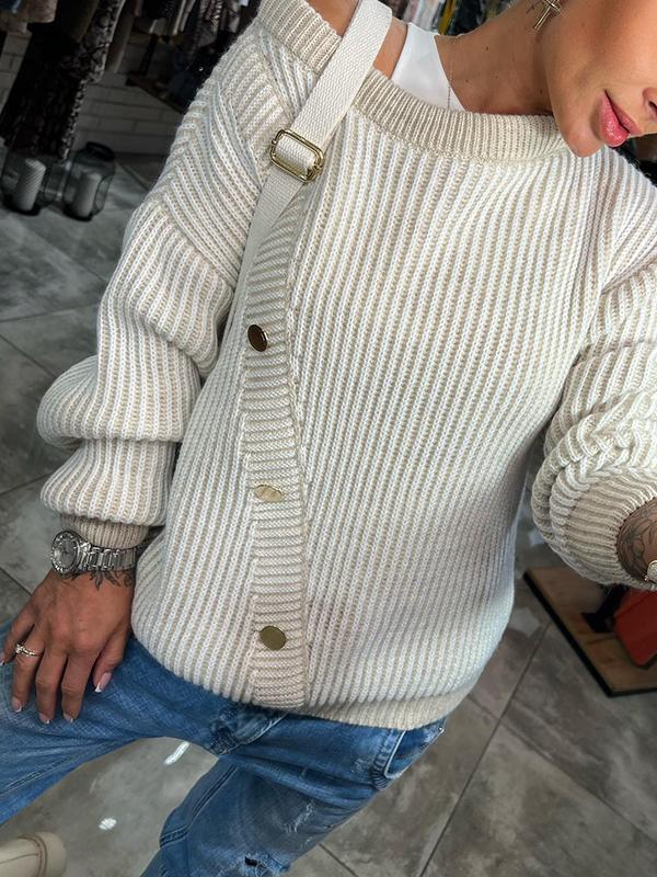 Women's Off Shoulder Long Sleeve Sweater beige