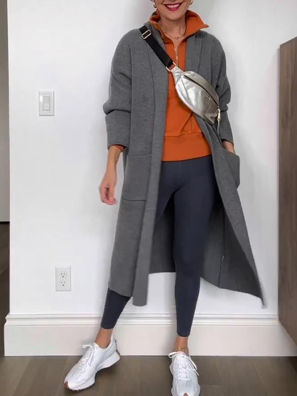 Women's Casual V-neck All-match Cardigan gray