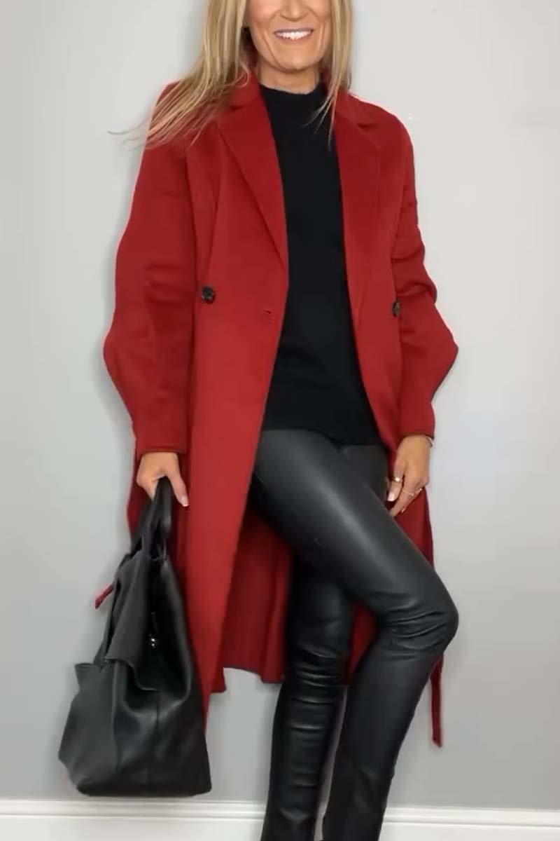 Women's casual solid color lapel coat