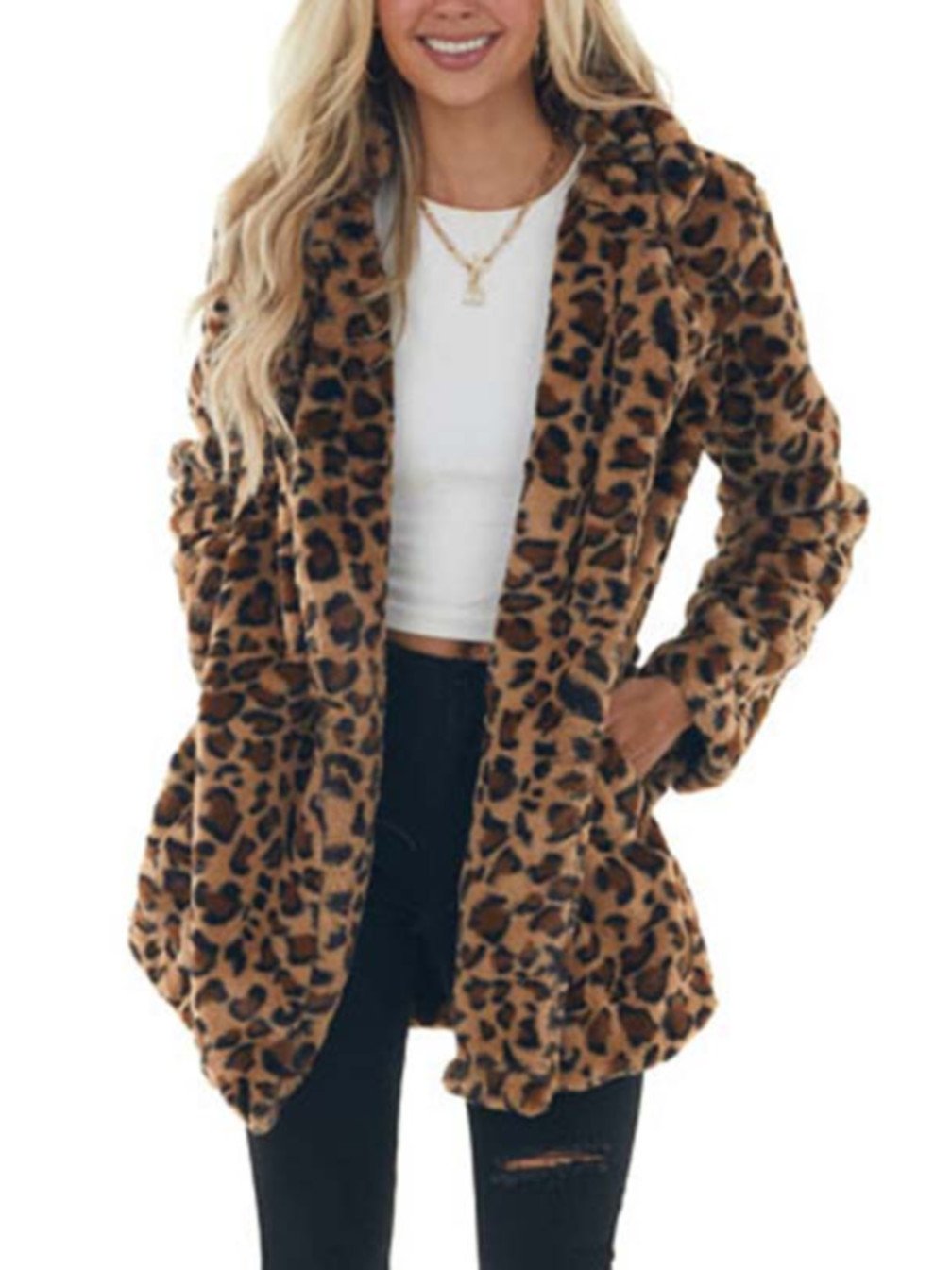 Women's Casual Loose Plush Leopard Jacket