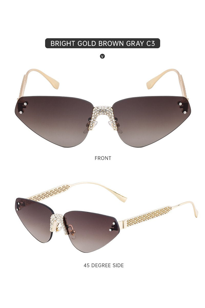 Women's Fashionable Frameless Sunglasses with Diamonds C3 144mm