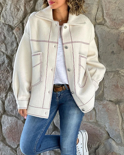 Women's Contrasting Lapel Jacket White