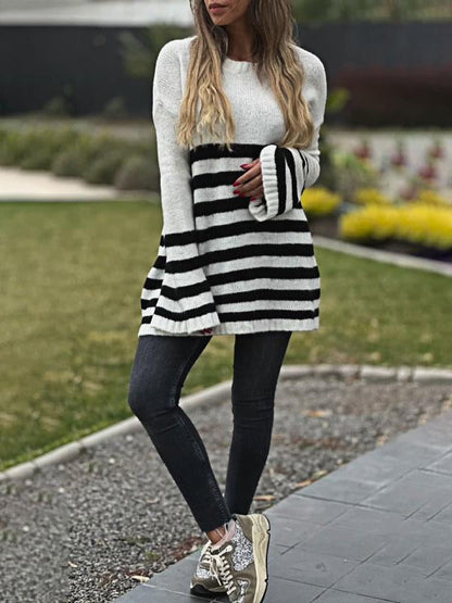 Women's Contrast Color Striped Sweater Top