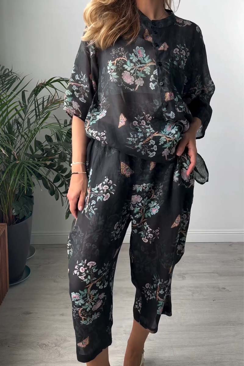 Women's Casual Floral Print Two-Piece Set