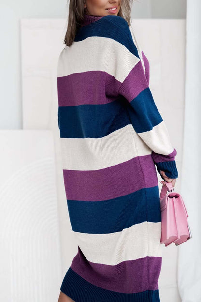 Women's Casual Loose Striped Sweater Dress