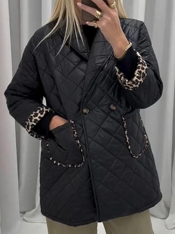 Women's Leopard Print Patchwork Cotton Coat