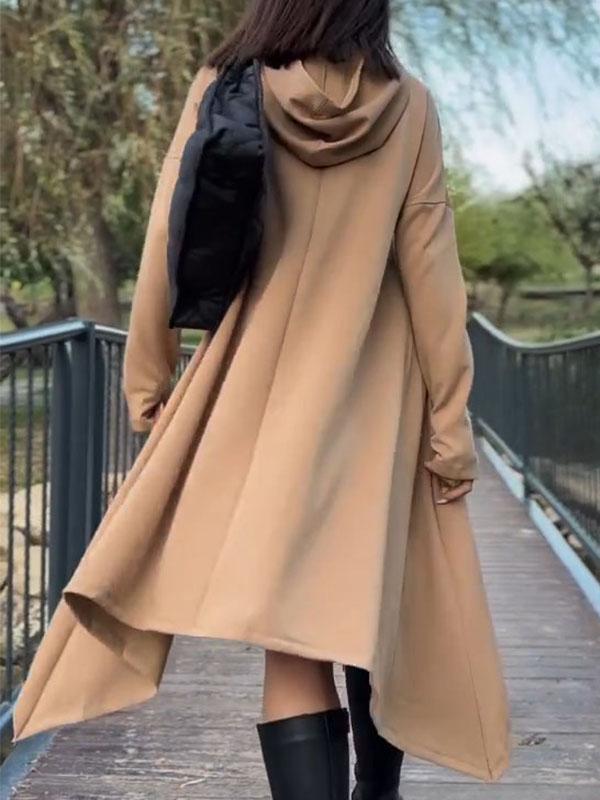 Women's Long Sleeve Hooded Irregular Hem Dress