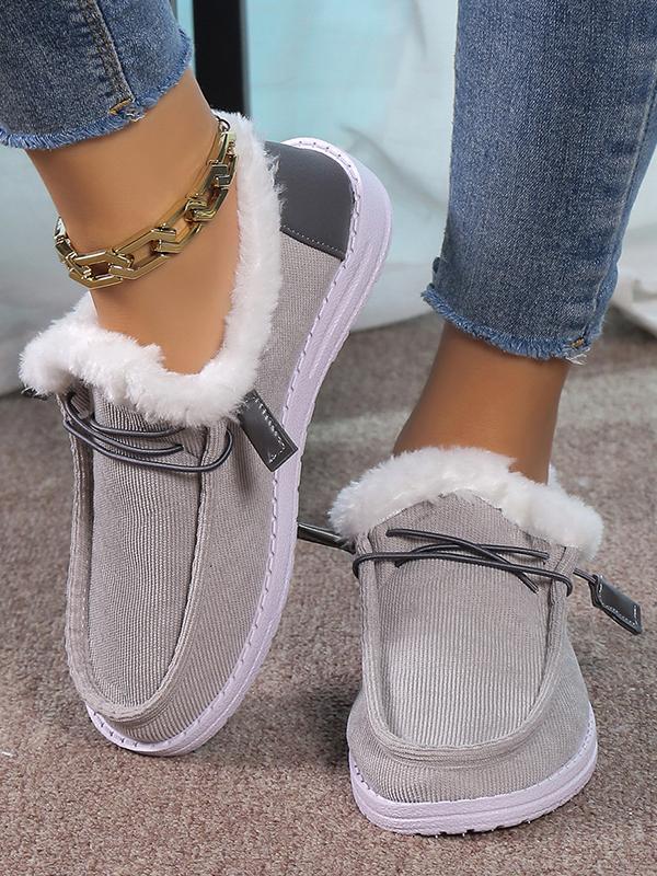 Snow Boots Plus Velvet and Thick Warm Cotton Shoes Grey