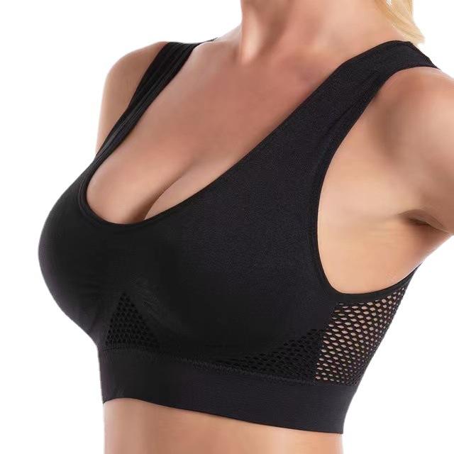 Women's Mesh Perforated Sports Bra Sports No Underwire Wrap Bra back