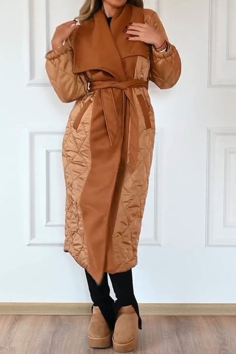 Women's Lapel Long Sleeve Patchwork Coat