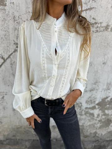 Casual Round Neck Long Sleeve Top off-white