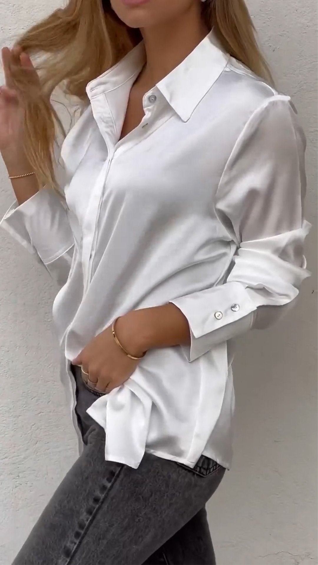 Women's Casual Smooth Satin Shirt