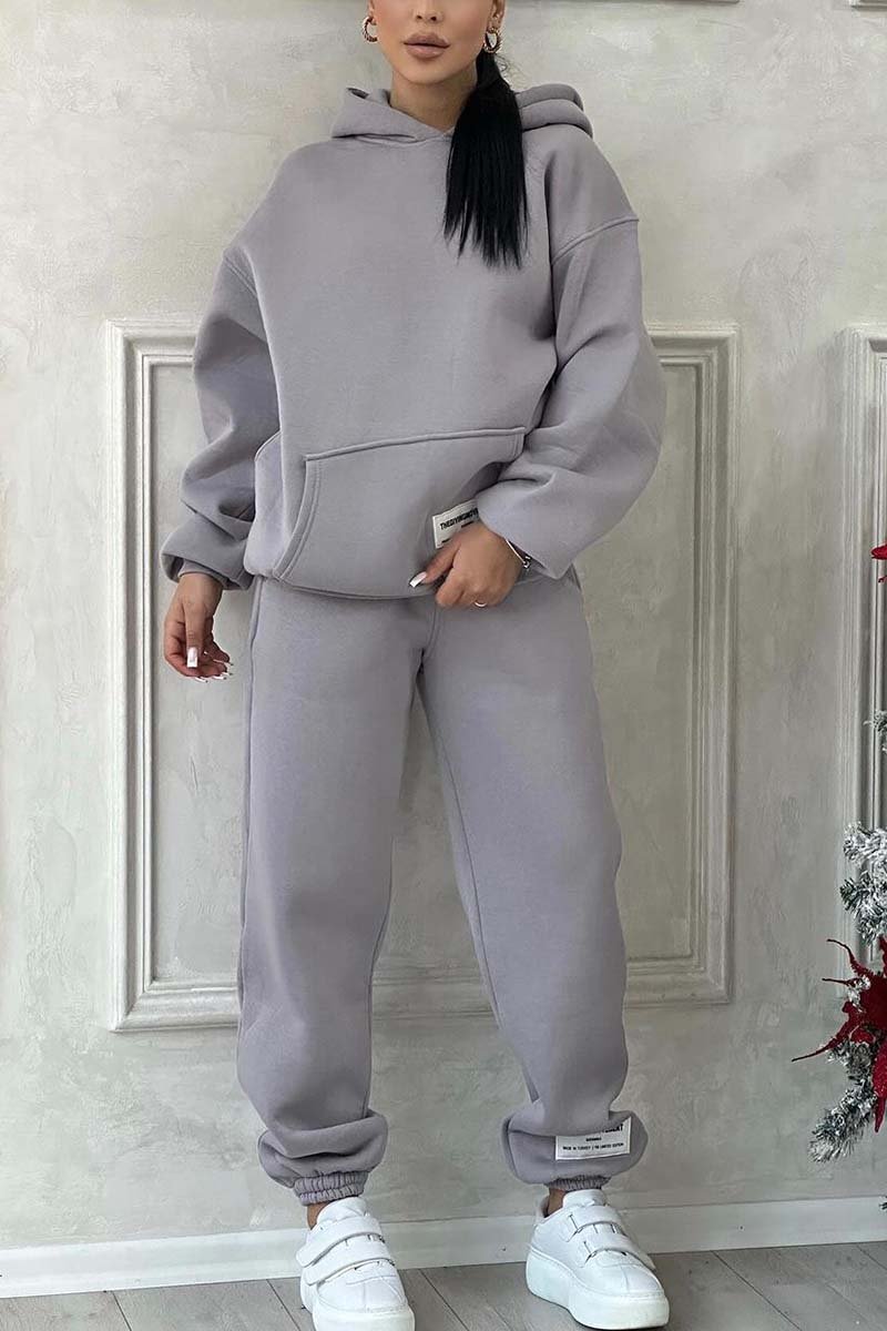 Women's Solid Color Comfort Hooded Track Suit